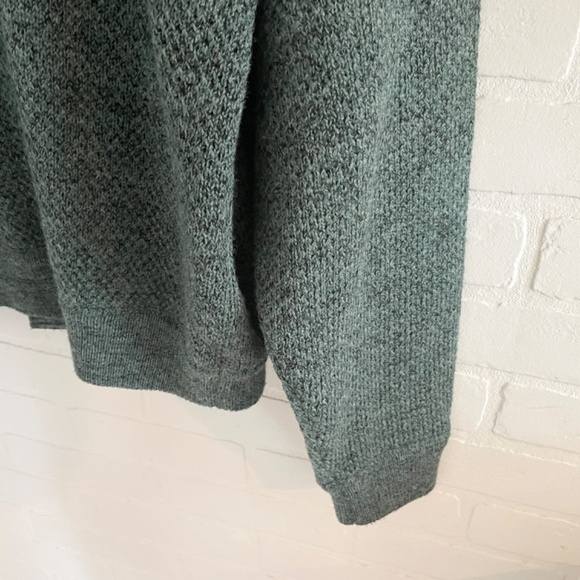 Vintage Men’s Knit Cardigan Shawl Double breast Wool Green Grandpa Oversized M - Picture 14 of 15